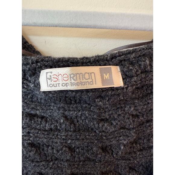 Fisherman Out of Ireland Crossover Wrap Charcoal Wool Cashmere Buttons Small - Picture 10 of 10